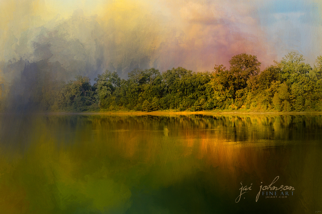 Rainbow of Color At The River - Water Scene