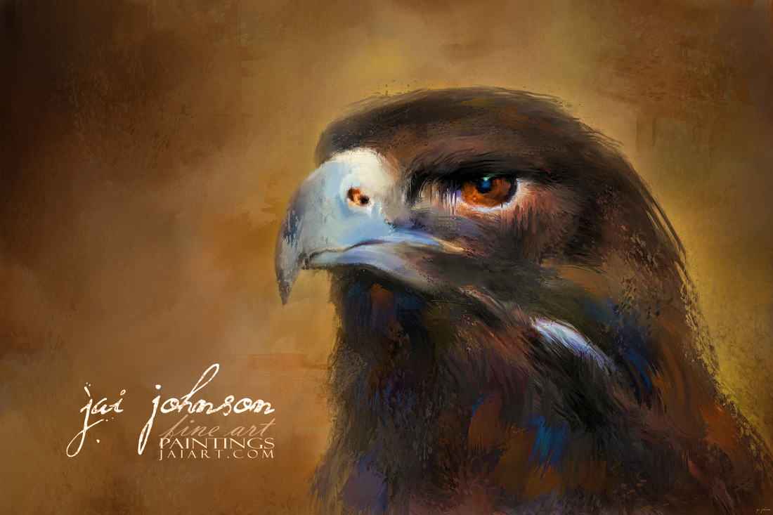One White Feather - Golden Eagle Painting